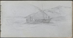 Skissbok, sidan 88: Havslandskap och figur. av Jean Louis Ernest Meissonier