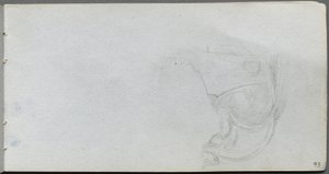 Skissbok, sidan 93: Studie av en sadel av Ernest Meissonier