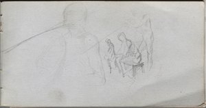 Skissbok, sidan 98: Studier av figurer av Ernest Meissonier
