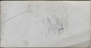 Skissbok, sidan 98: Studie av figurer. av Jean Louis Ernest Meissonier