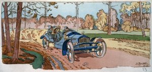 Georges Sizaire på sin egentillverkade bil, vid Coupe des voiturettes av Ernest Montaut