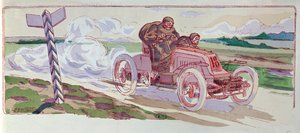 Henri Fournier i hans Mors tävlande i Paris-Berlin-rallyt 1901, ca 1910