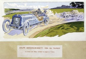 Racing: Gordon Bennett Cup (Gordon-Bennett) 1904 - teckning av Ernest Montaut (1878-1909). av Ernest Montaut