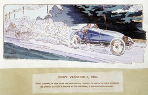 Racing: Vanderbilt Cup 1904 - teckning av Ernest Montaut (1878-1909). av Ernest Montaut