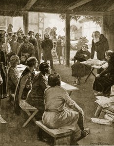 Grundandet av Cambridge 1109, illustration från 