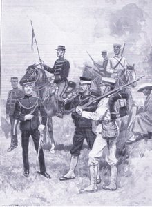 Typer av japanska soldater, illustration från Cassells History of the Russian-Japanese War Vol 1, c.1900 av Ernest Prater
