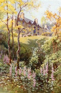 Ashestiel: Scotts första hus i gränslandet (färg litho) av Ernest William Haslehust