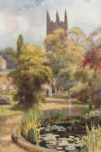 Botanic Gardens och Magdalen Tower (färg litho)