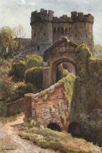 Carisbrooke Castle (färg litho) av Ernest William Haslehust