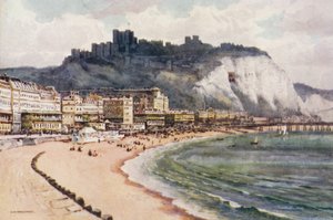 Dover Castle and Marine Parade (litho i färg) av Ernest William Haslehust
