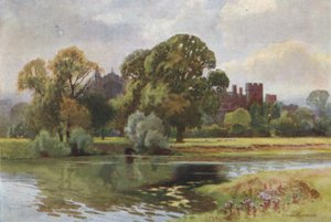 Eton College från Windsor (färg litho) av Ernest William Haslehust