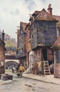 Fiskarkvarteret, Folkestone (färg litho) av Ernest William Haslehust