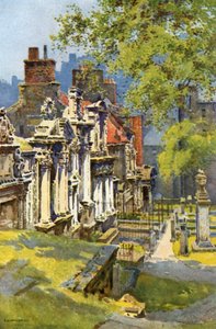 Greyfriars Churchyard (färg litho) av Ernest William Haslehust