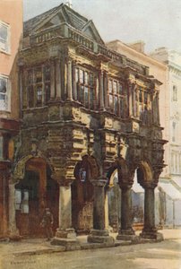 Guildhall Porch (färg litho) av Ernest William Haslehust