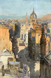 High Street (färg litho) av Ernest William Haslehust