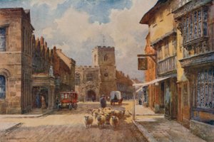 High Street, Stratford-on-Avon (litho i färg) av Ernest William Haslehust