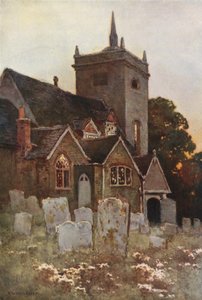 Minstead Church (färg litho) av Ernest William Haslehust