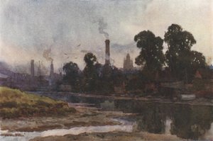 Newport från Medina (färg litho) av Ernest William Haslehust