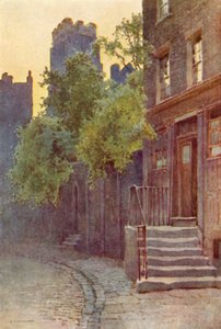 Old Barrack Yard, Belgravia (färg litho) av Ernest William Haslehust