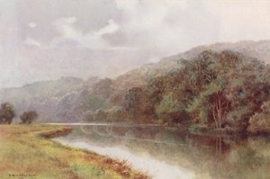 Floden Themsen: Cliveden Woods (färglitografi) av Ernest William Haslehust