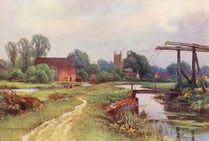 Floden Themsen: Cricklade (färglitografi) av Ernest William Haslehust