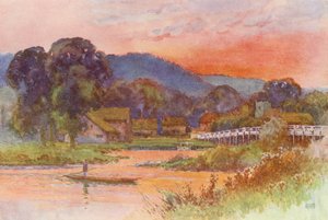 Floden Themsen: Streatley (färglitografi) av Ernest William Haslehust