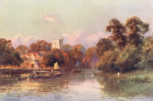 Floden Themsen: Twickenham (färglitografi) av Ernest William Haslehust