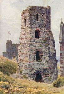 Roman Pharos, Dover Castle (färg litho) av Ernest William Haslehust