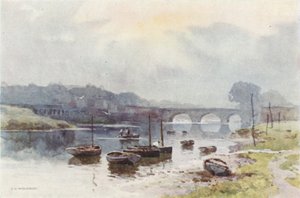 Laxfiskare i Chester (färg litho) av Ernest William Haslehust