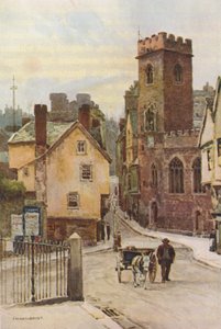 St. Mary Steps (färg litho) av Ernest William Haslehust