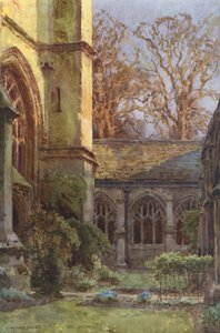The Cloisters, Winchester College (färg litho) av Ernest William Haslehust