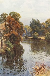 The Dee at Eaton (färg litho) av Ernest William Haslehust