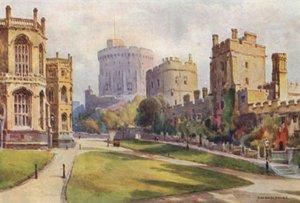 The Lower Ward, Windsor Castle (färg litho) av Ernest William Haslehust