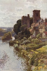 The Old-World Village of Tanfield (färg litho) av Ernest William Haslehust