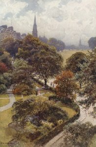 "The Stray", Harrogate (färg litho) av Ernest William Haslehust
