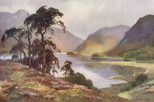 Thirlmere och Helvellyn (färg litho) av Ernest William Haslehust