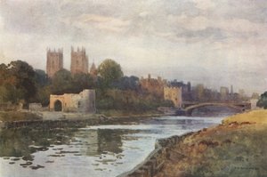 York från Ouse (färg litho) av Ernest William Haslehust