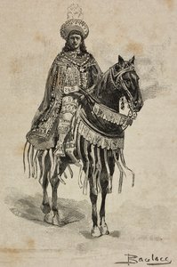 Prins av Neapel i kostym av stormästare av bebådelseorden vid Villa Borghese-turneringen i samband med silverbröllop av Umberto I och Margherita av Savojen, Rom, Italien av Ernesto Mancastroppa