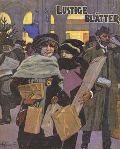 Kvinnors julshopping (färg litho)