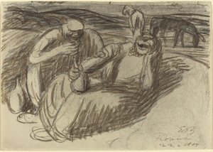 Italienska bönder med vinflaskor av Ernst Barlach