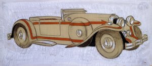 En illustration som visar en Delage från 1924 med kaross av Letourneur et Marchand av Ernst Deutsch-Dryden