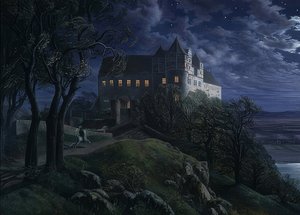 Scharfenberg slott på natten. 1827
