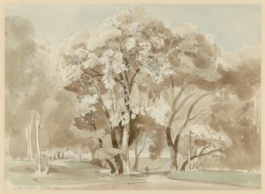 Trädgrupp i Villa Borgheses park i Rom av Ernst Fries