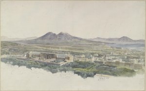 Utsikt över Neapel med Pompeji mot Vesuvius av Ernst Fries