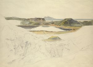 Lake Agnano (penna och akvarell på papper) av Ernst Fries