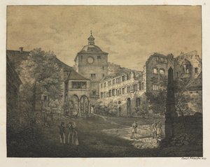 Sex utsikter över Heidelbergs slott: Slottsterrass av Ernst Fries