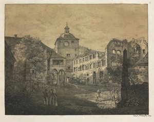 Sex utsikter över Heidelbergs slott: Slottsterrassen, 1820. av Ernst Fries