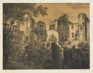 Sex utsikter över Heidelbergs slott: västra delen, 1820.
