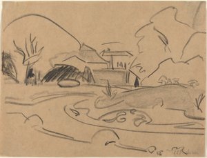 Gångstigar och paviljong i Dresden Grosser Garten, ca. 1909. av Ernst Ludwig Kirchner