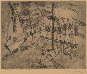 Hamnen så Burgstacken, 1913. av Ernst Ludwig Kirchner